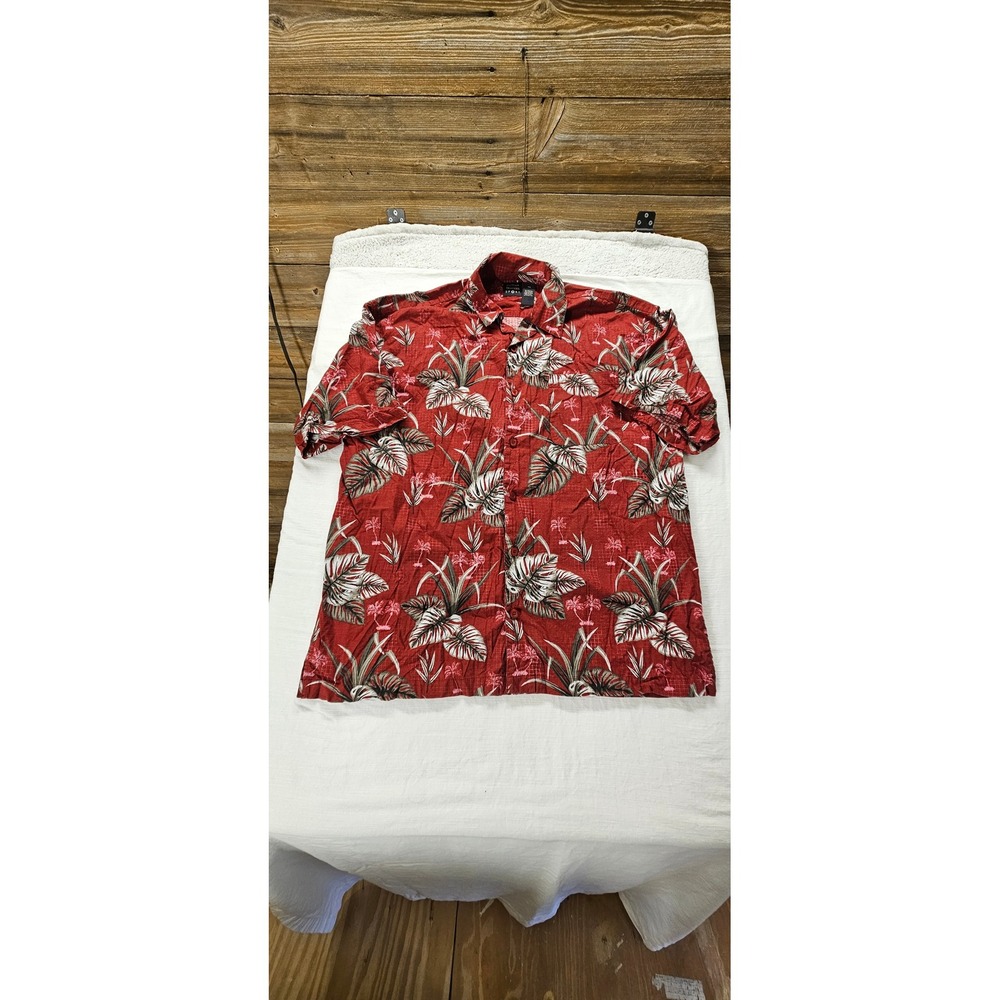 Cotton Traders Sport Mens‎ XXL Red Tropical Floral Rayon Cotton Aloha Shirt